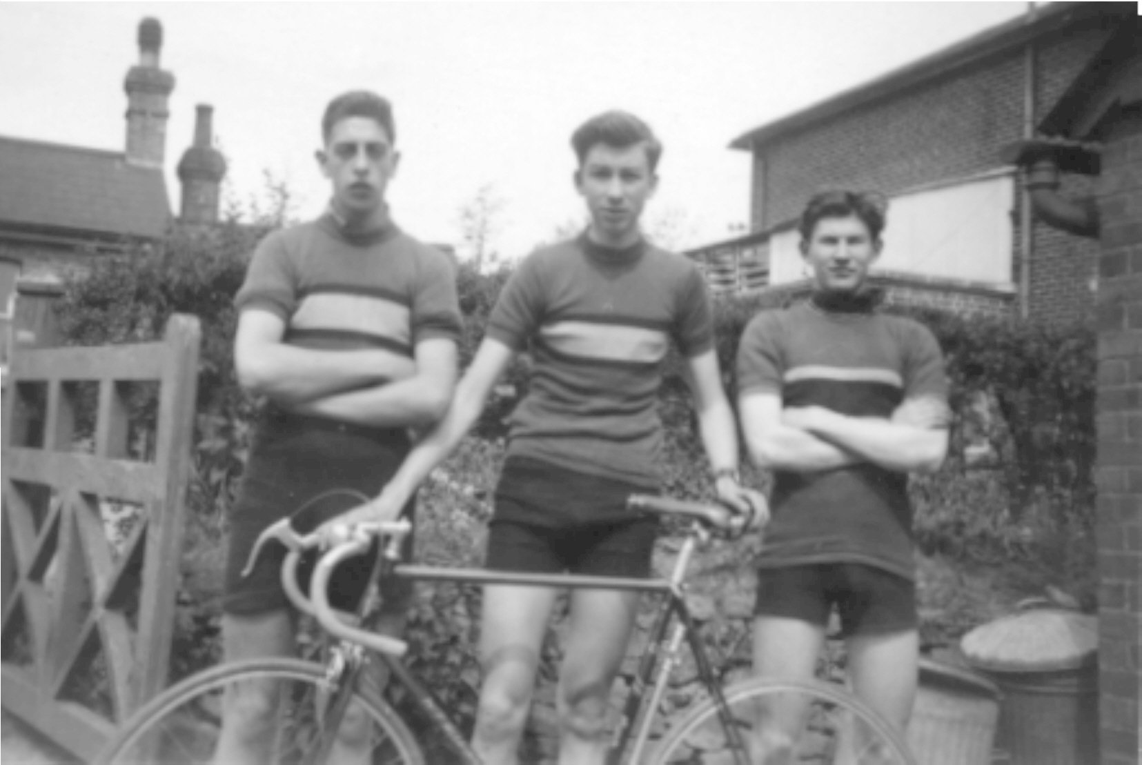 The Northwood Wheelers Junior Team. Roger Bingham is on the left; Len Chapman on the right. 